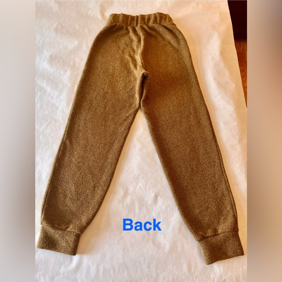 High Waisted Knit Track Joggers Sweatpants Fleece Pants side Small caramel brown - Picture 4 of 5